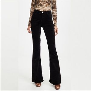 J Brand 28 BELLA Black velvet kick flare pants